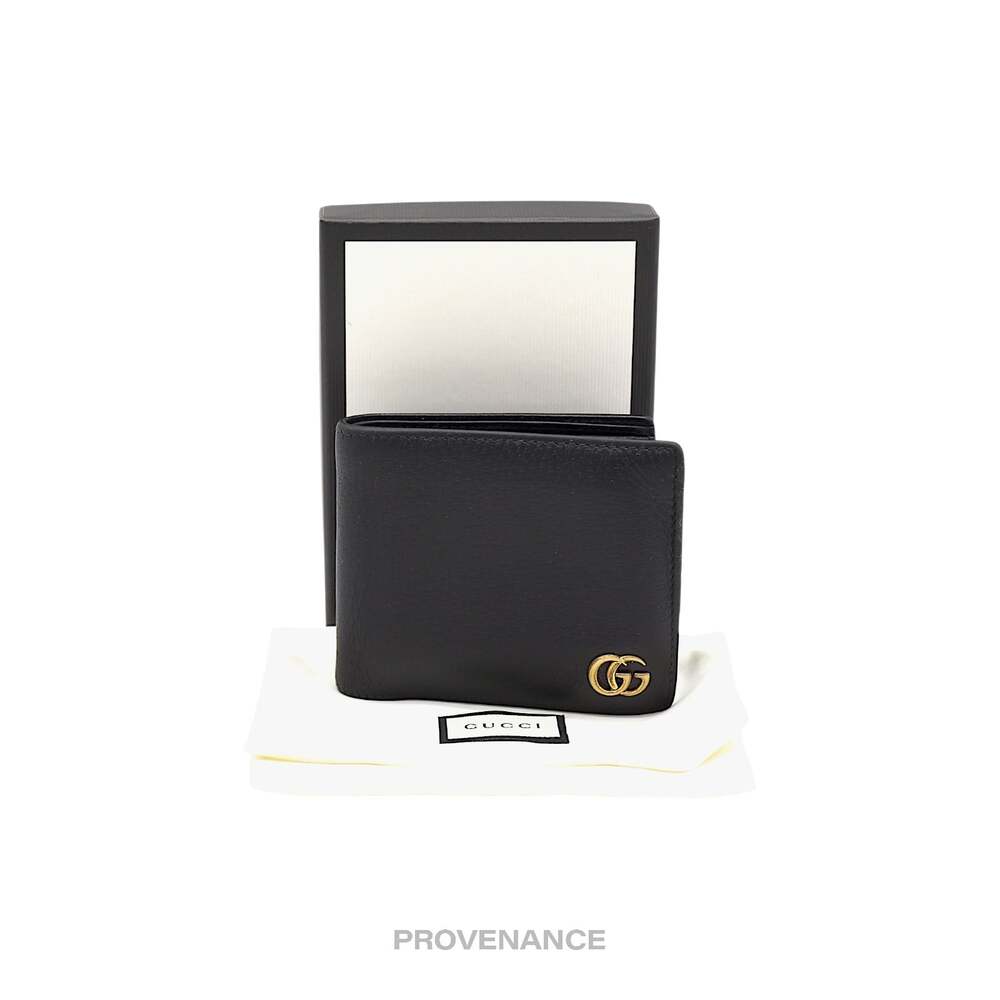 🔴 Gucci GG Marmont Bifold Wallet - Black Leather